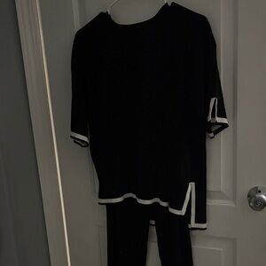 Chic Black and White Two-Piece Knit Set
Size Large